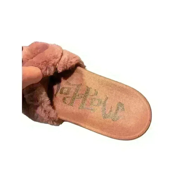 NWT Mad Love Slippers Women's Size 10 Phoebe Sandal Slip On Mauve Color Faux Fur - Picture 5 of 9